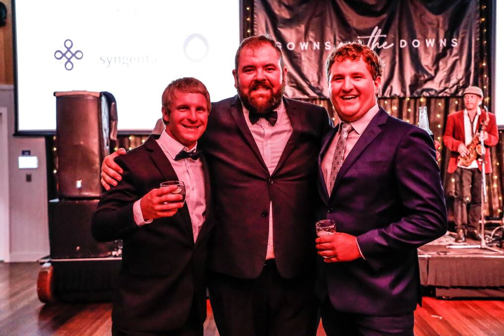 Alex, Angus and Will Dalgliesh at the 2022 Gowns on the Downs Charity Ball in Dalby. Picture: DDYAP
