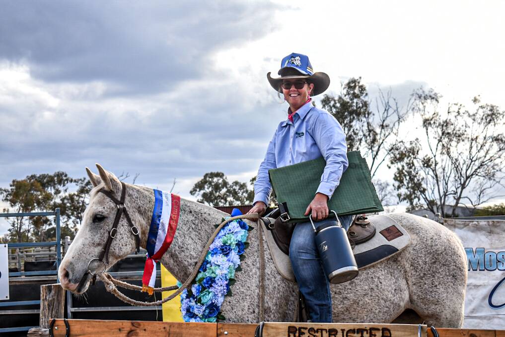 Kerrie Thomson riding Bluey took out the restricted open at Mostly Hills. Picture: Rylee Turner 