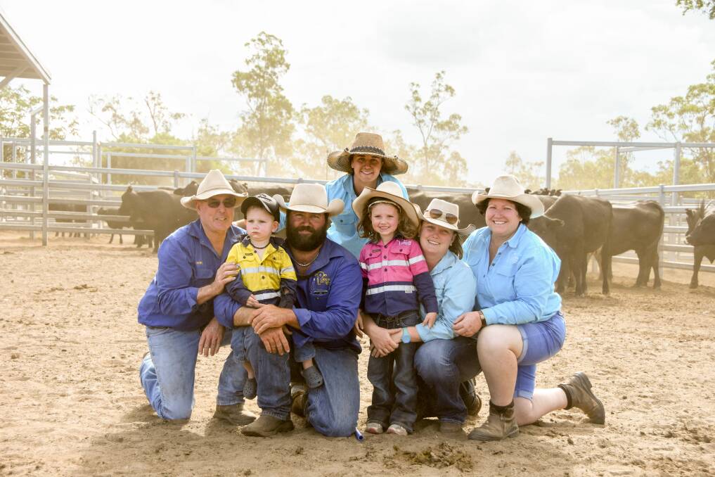 The Chiconi Grazing team; Noel, Sam, Gary, Hailey, Jessie and Jo-Anne Chiconi with staff member Nikki King (back). Picture: Lucy Kinbacher