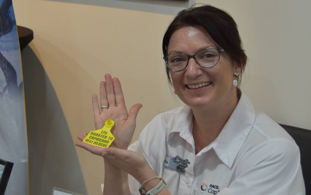 Capricorn Helicopter Rescue (CHRS) representative Kim Moss with one of the fundraiser ear tags. 