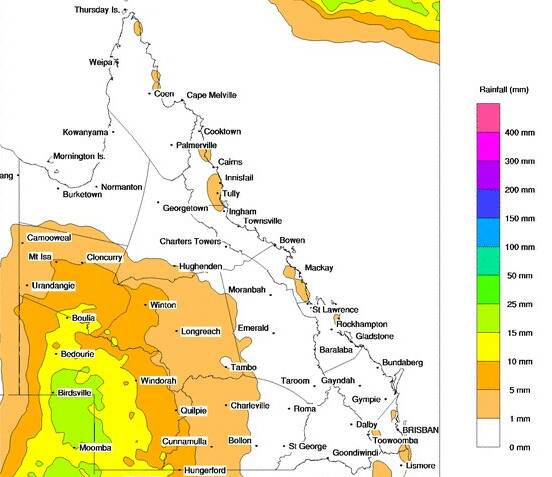 SATURDAY'S MODELLING: The best of the rain in the far south west is expected on Friday and Saturday (map). Source - BOM