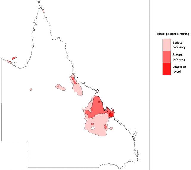 Big areas of Queensland missed out on rain during the first three months of year, including areas that recorded lowest on record totals. Source - BoM