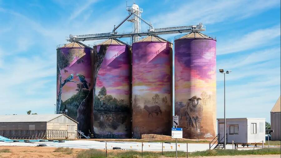 Thallon's famous silo mural is popular with tourists.