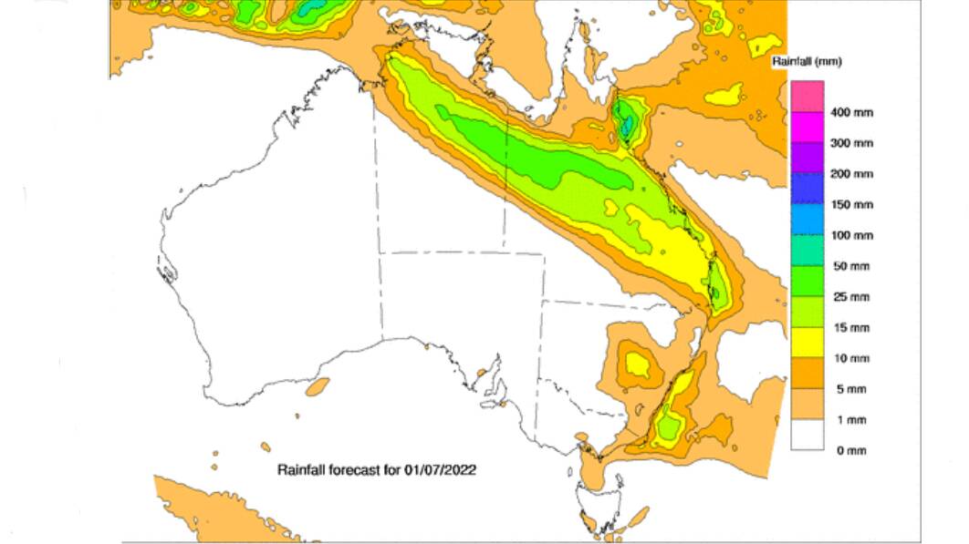 The best falls on Friday will be in the northern half of the state. Picture - BoM