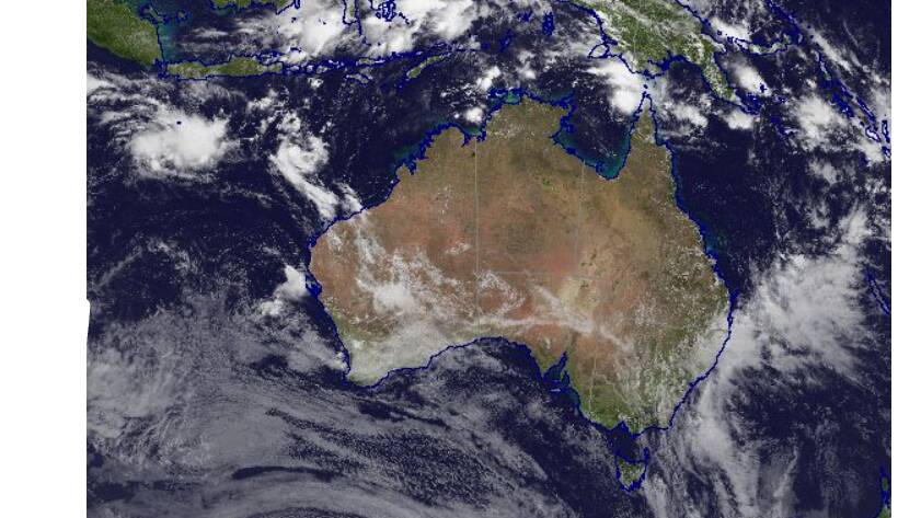 A satellite image showing the heavy cloud cover over south east Queensland and coastal NSW. Source - BOM