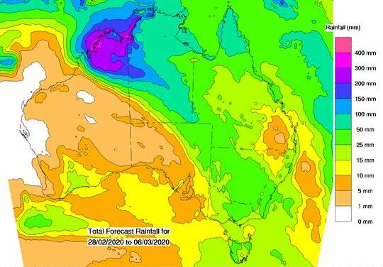 BoM's eight day outlook for February 28 to March 6.