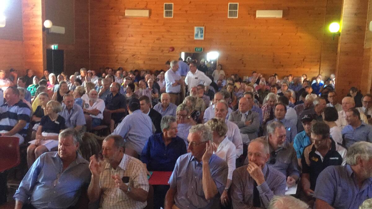 Some of the crowd that attended the senate inquiry into the management of the Inland Rail project.