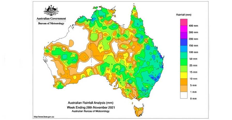 Where the rain fell in the past week. Source - BOM