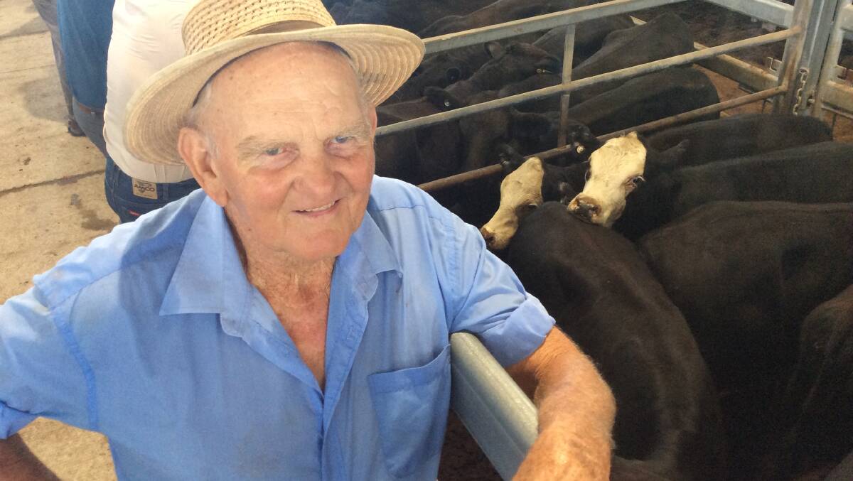 Neville Grimes, Tuncester, with his black baldies, which were named the champion Angus heifers.