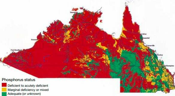 Much of northern Australia is acutely deficient in phosphorus. Map - MLA