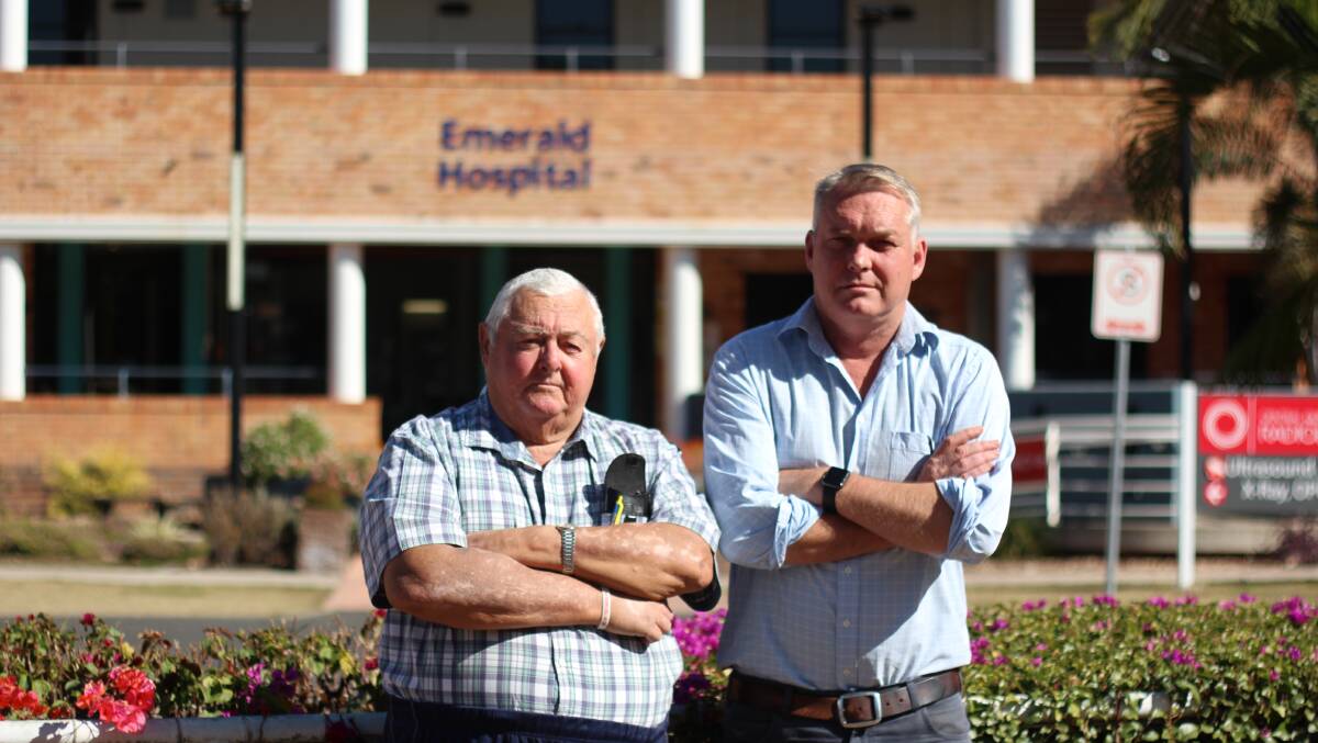 PETITION PUSH: Emerald resident Ian Williams and Gregory MP Lachlan Millar are pushing for renal dialysis services in rural Queensland.