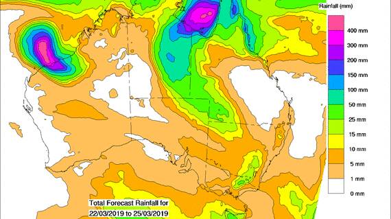 BOM's four day outlook for March 22 until March 25.