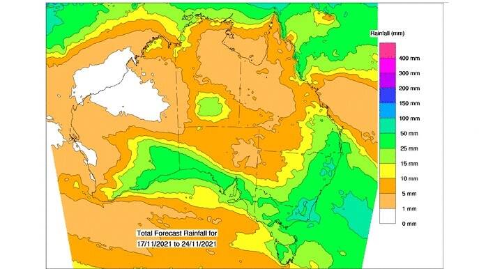 The Bureau of Meteorolgy is forecasting areas of good rain, starting early next week. 