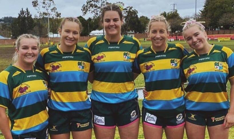RUGBY UNION: Roma Echidnas players Courtney Jackson, Hannah Jakins, Renee Donpon, Meg Jakins and Kayla Jackson have all been selected for the Queensland Country Orchids open womens team. Picture - Lily Black