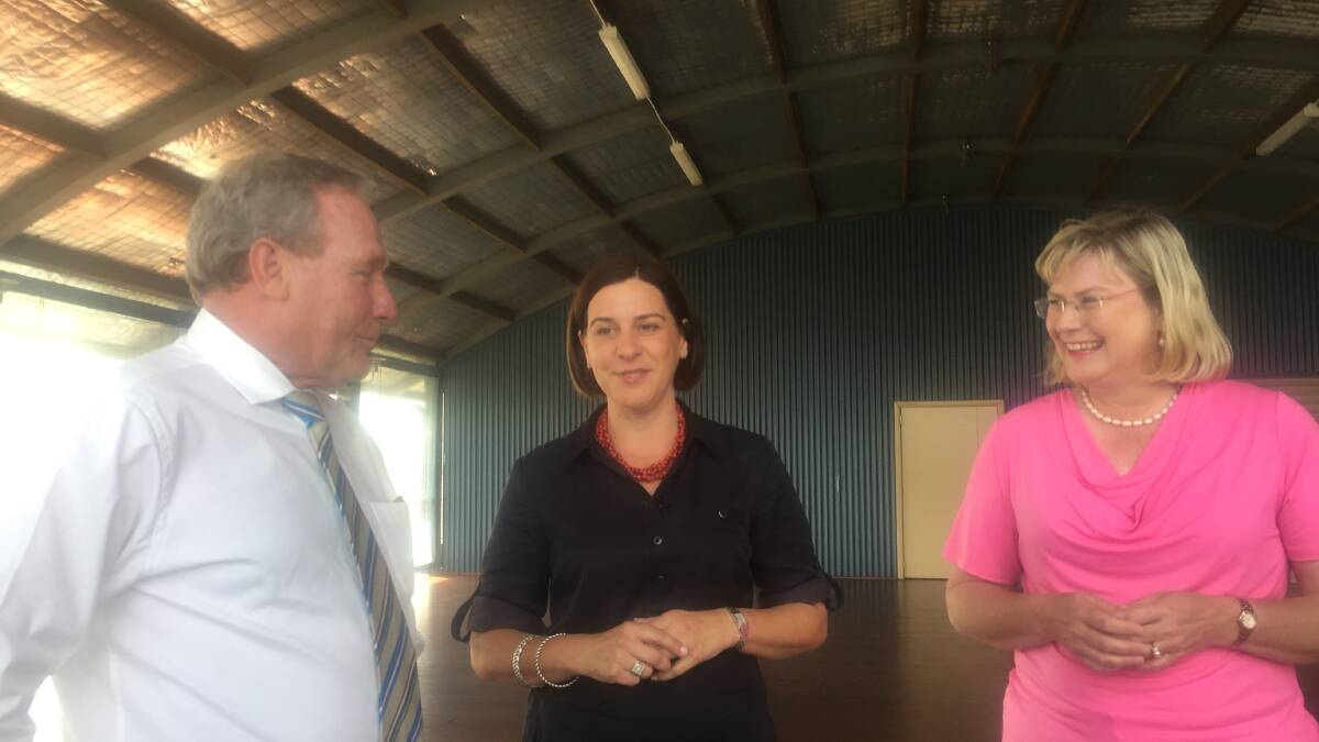 QUEENSLAND DECIDES: Western Downs Mayor Paul McVeigh, LNP deputy leader Deb Frecklington, and member for Warrego, Ann Leahy, in the main pavilion at the Dalby Showgrounds.