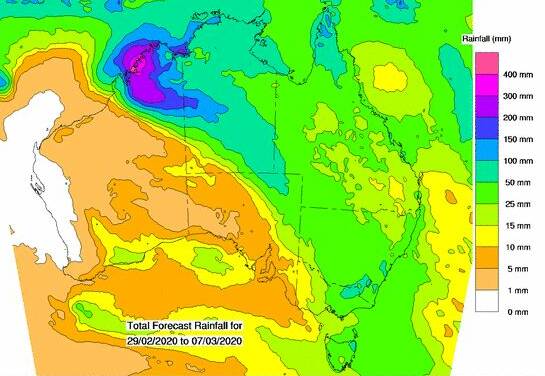 The Bureau of Meteorology is predicting rain for a large slice of Central Australia during the next eight days.
