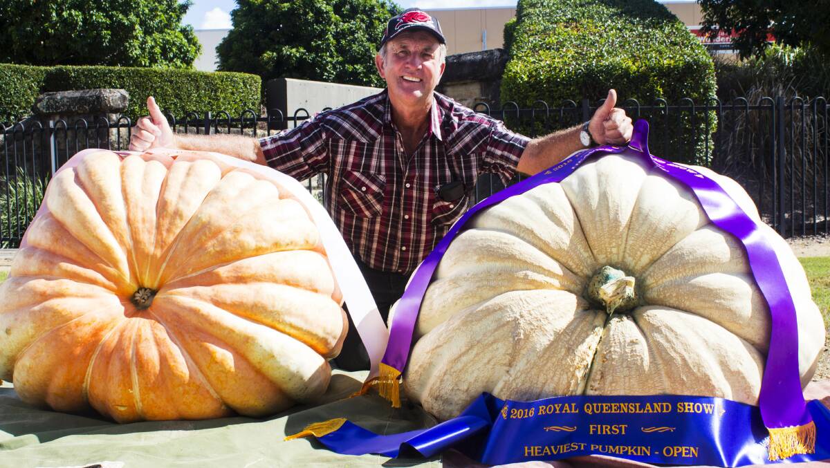 BEAT THIS: Minden farmer Geoff Frohloff claimed the title of champion heaviest pumpkin of the Ekka for the third time in a row with a 202kg whopper.