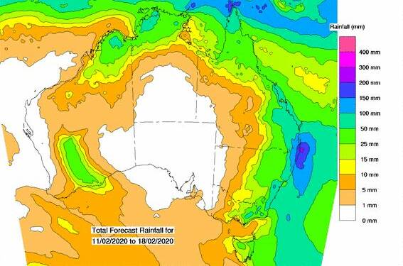 BoM's eight day outlook through to February 18.
