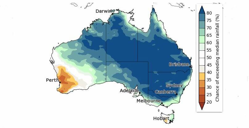 Above average rain is expected for much of Australia during June to August. Picture - BoM