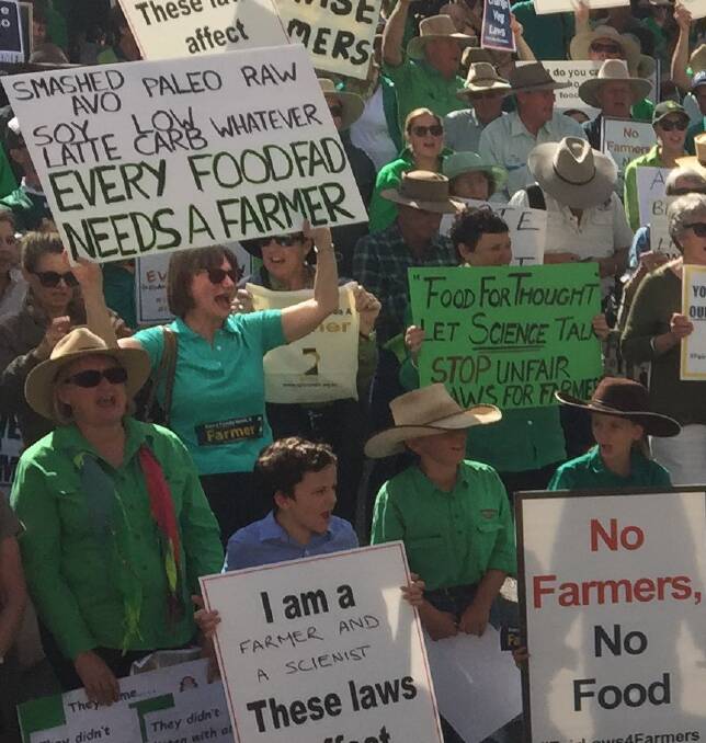 Some of the 1000 strong crowd protesting the Palaszczuk government's controversial new vegetation management laws outside Parliament House on Tuesday.