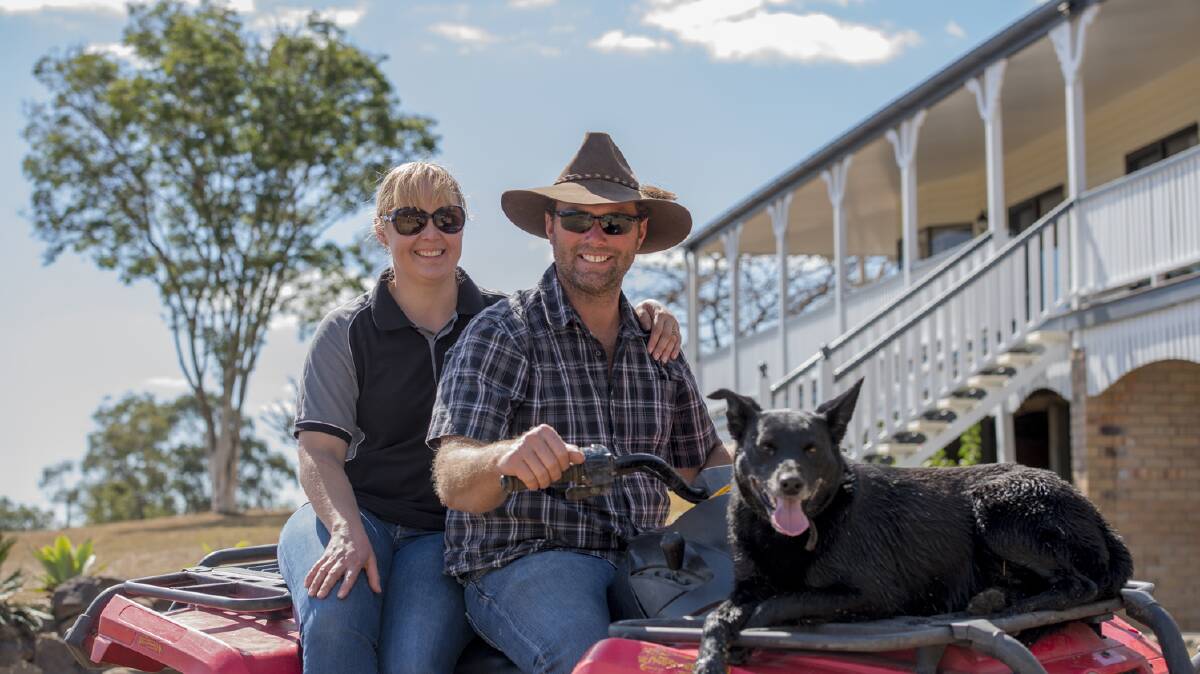 Jordan and Maree Schulze (pictured with their dog Sooty) are selling their Rosevale property Argyle.