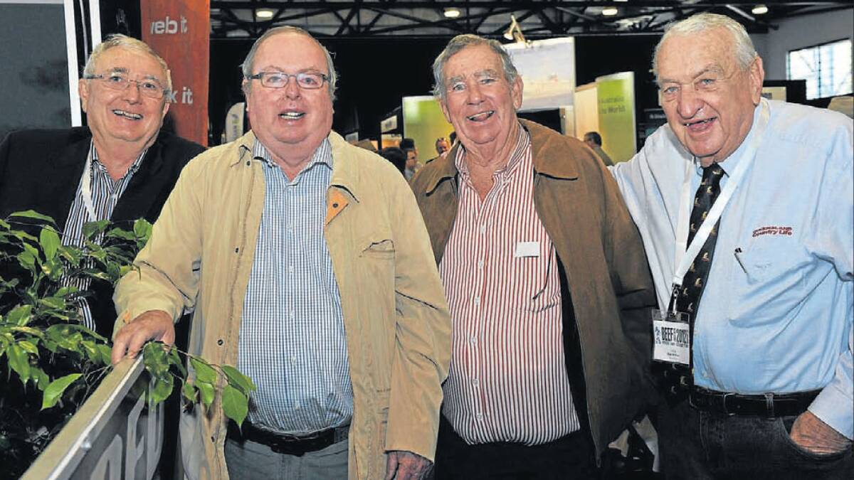 OLD MATES: Queensland Country Life's Stan Wallace (right) with three of his great mates: Geoff Teys, Jim Scully and Mike Gibson.