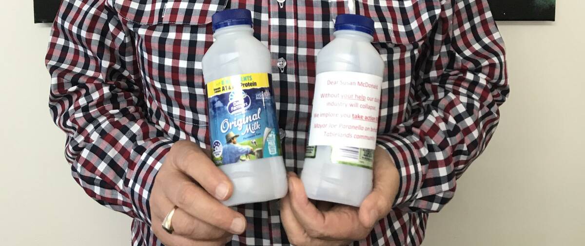 MESSAGE IN A BOTTLE: Letters explaining the dire situation facing the dairy industry will be delivered to every Member of Parliament and Senator on Tuesday.