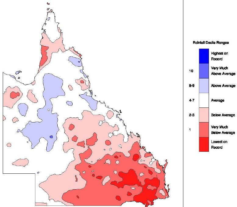 Four years of rainfall deficiencies. Source - BoM