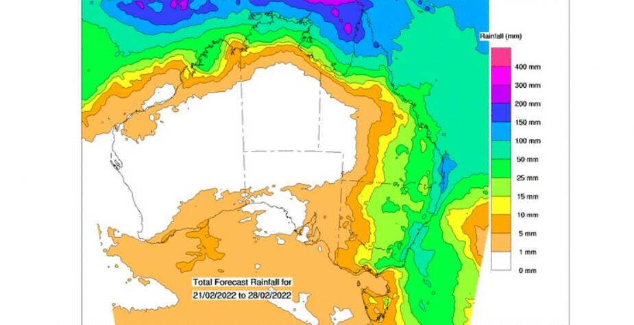 Where BOM expects the rain to fall over the next eight days. 