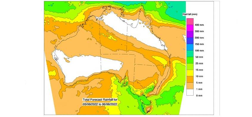 A broad swath of Queensland is set to receive some handy top up rain later in the week. Picture - BOM