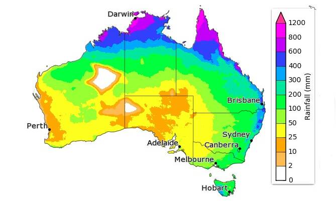 Summer rain: What you can expect with a 75 per cent chance of probability. Source - BOM