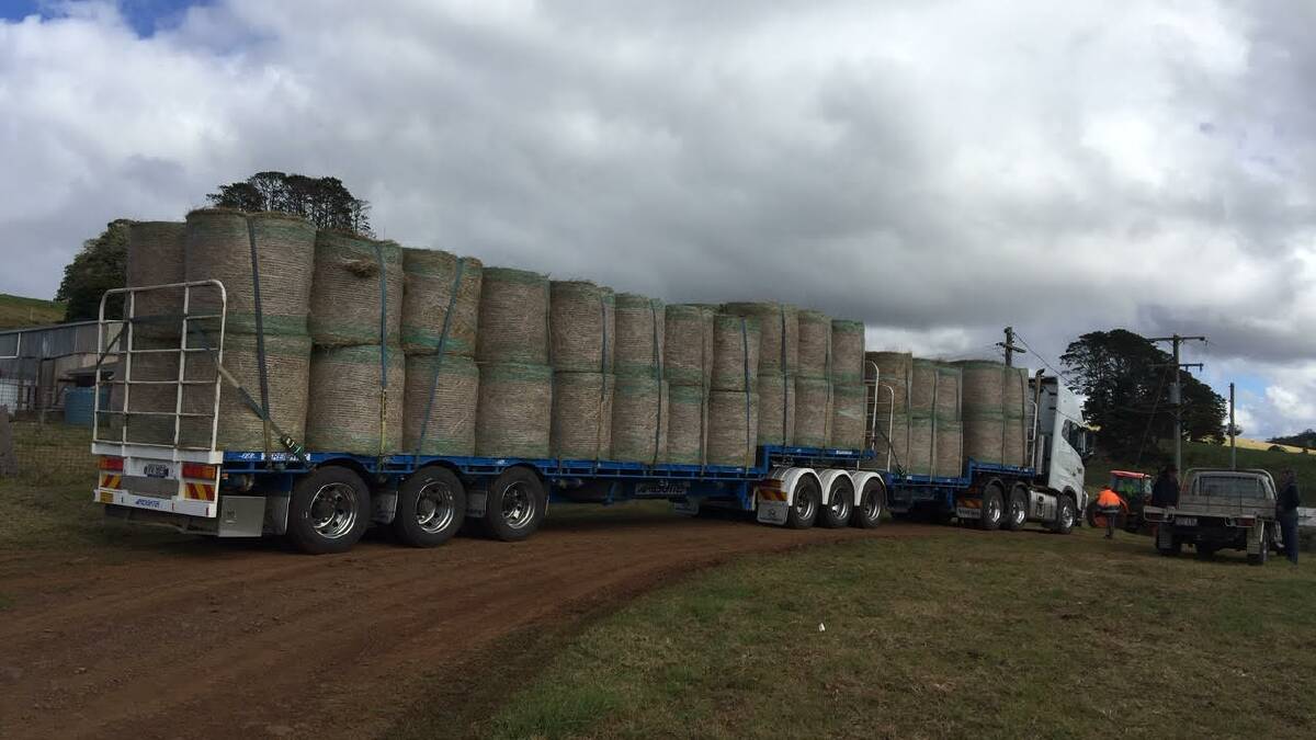 Rural Aid hay arriving at the Killarney dairy farm.