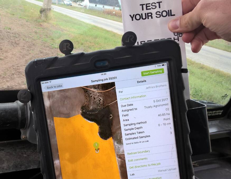 SOIL TESTING: Laboratories can now automatically receive soil sample information direct from the paddock and deliver results straight back to farmers through Agworld’s new soil sampling app. 