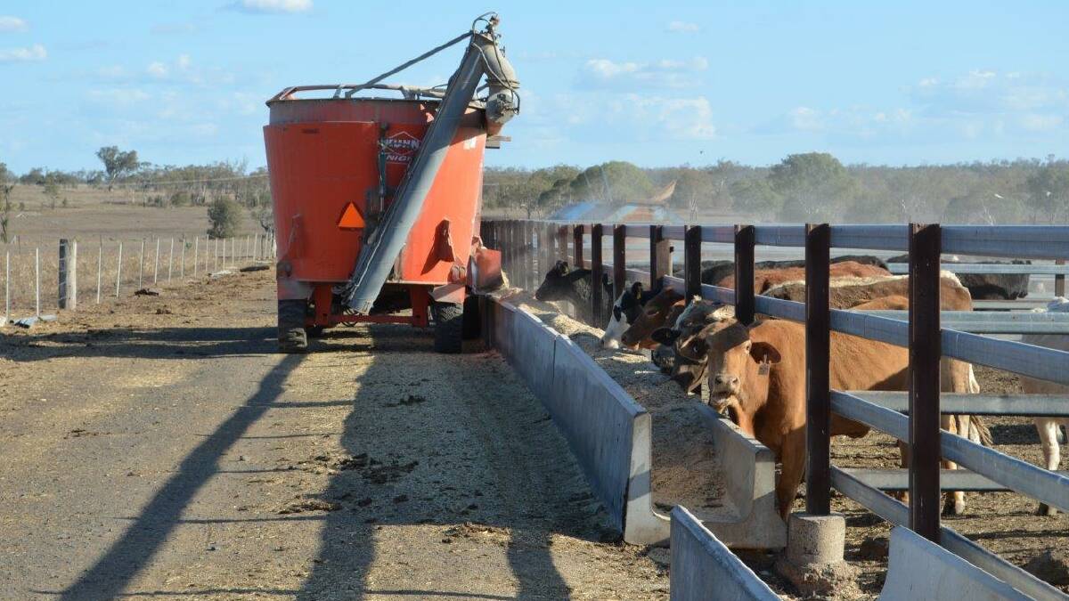 The feedlot is being offered with a Kuhn 5143 vertical mixer.