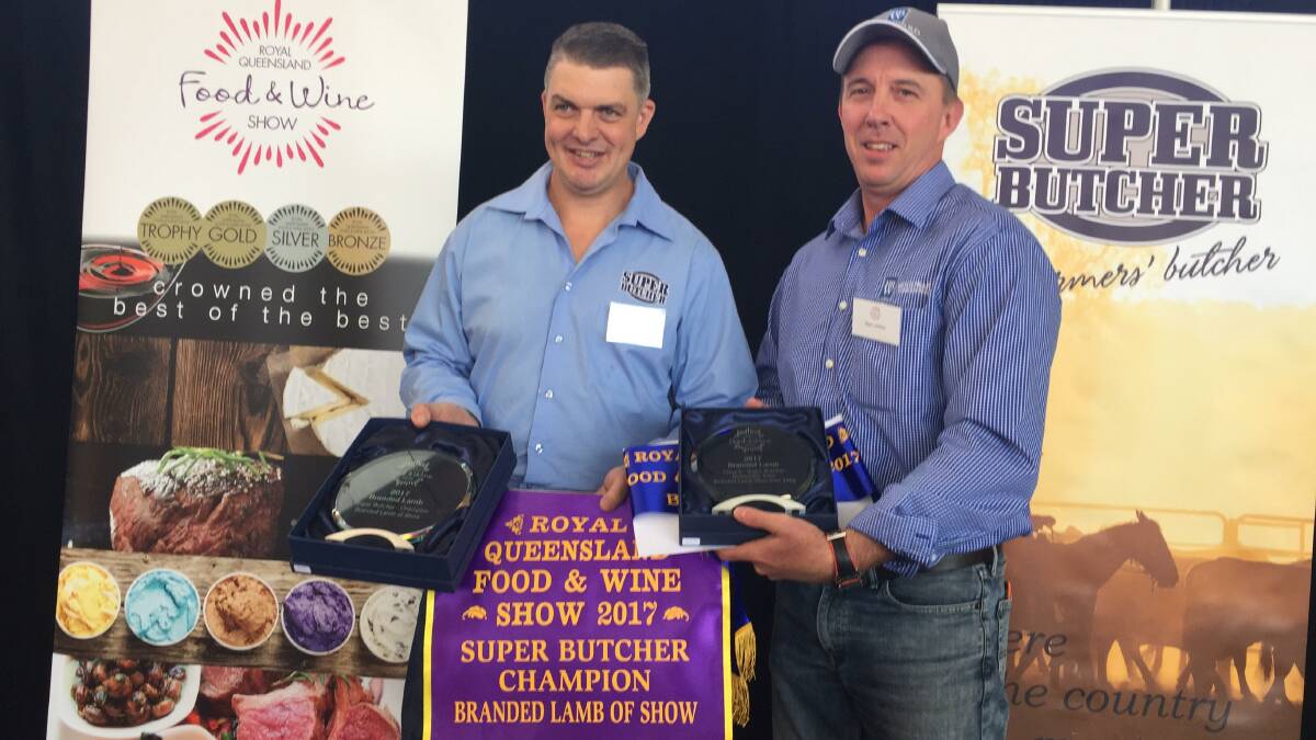 Super Butcher general manager Duane Knight and Dean Loundon, Woodward Foods Australia, the exhibitor of the best lamb in Australia.