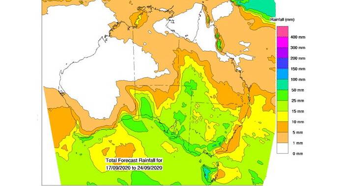 The Bureau of Meteorology's expected rain for the next eight days.