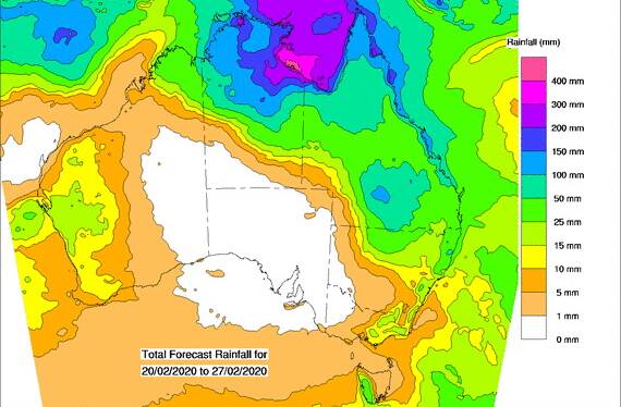 BoM's eight day forecast to February 27.