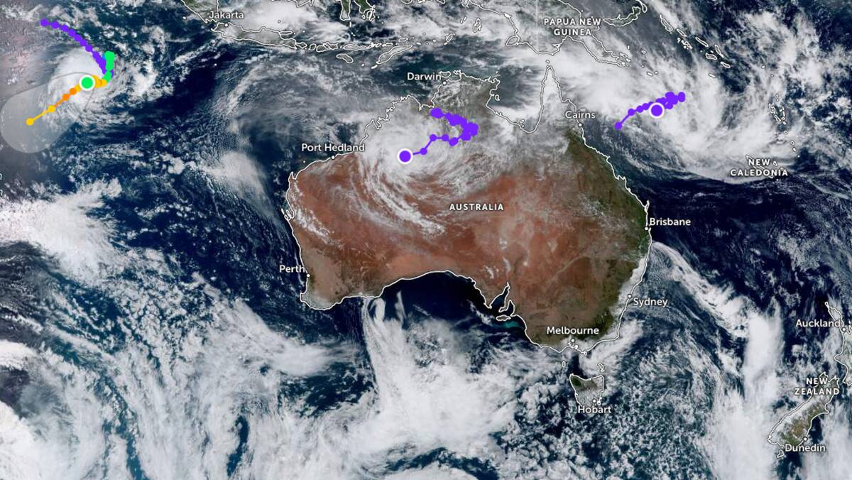 Tropical Cyclone Kirrily is expected to form on Tuesday, and cross the North Queensland coast on Thursday. Image - zoom.earth