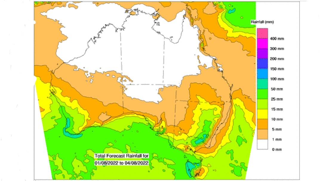 Light rain is predicted for parts of the southern half of Queensland from Monday. Picture - BoM