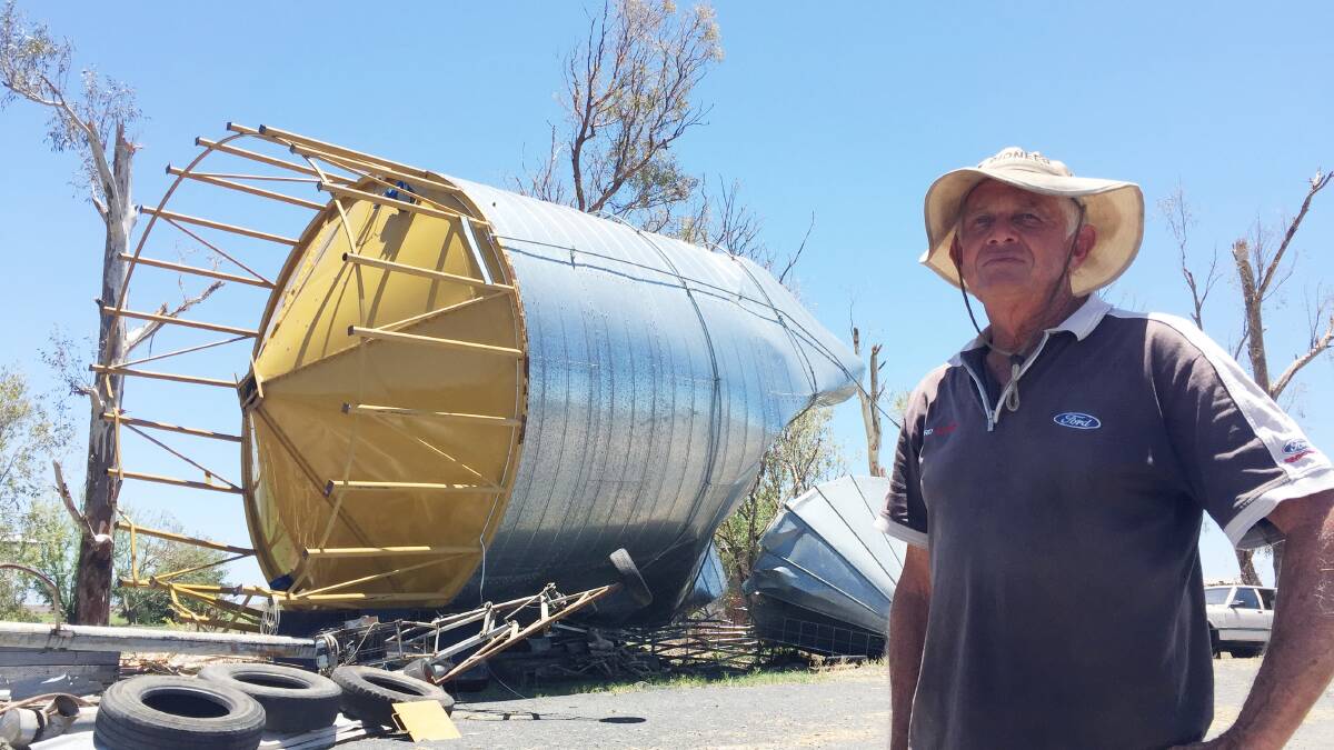 CLEANUP: Norwin grain grower Arnold Peters surveys the damage following a major wind and hail storm which ripped across the Darling Downs on Boxing Day.  