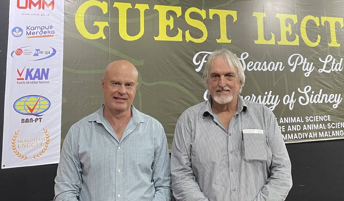 Queensland Country Life's Mark Phelps and Professor Peter Windsor at UMM University in Indonesia.