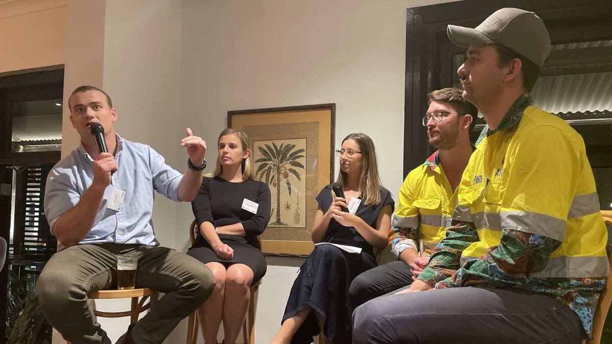 YARN: Ben Edser and Anna Mott from AAM, with YARN president Hannah Hardy, and Dan Allen and Ed Ross, from mental health aligned clothing company Trademutt. 