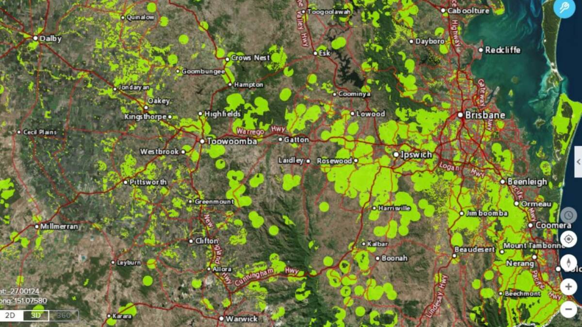 How South East Queensland look before the trigger mapping was amended.
