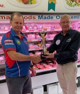 Bacon rasher: Michael Salm, Salm's Meats, Carindale, with Darren Moore, AMIC. 